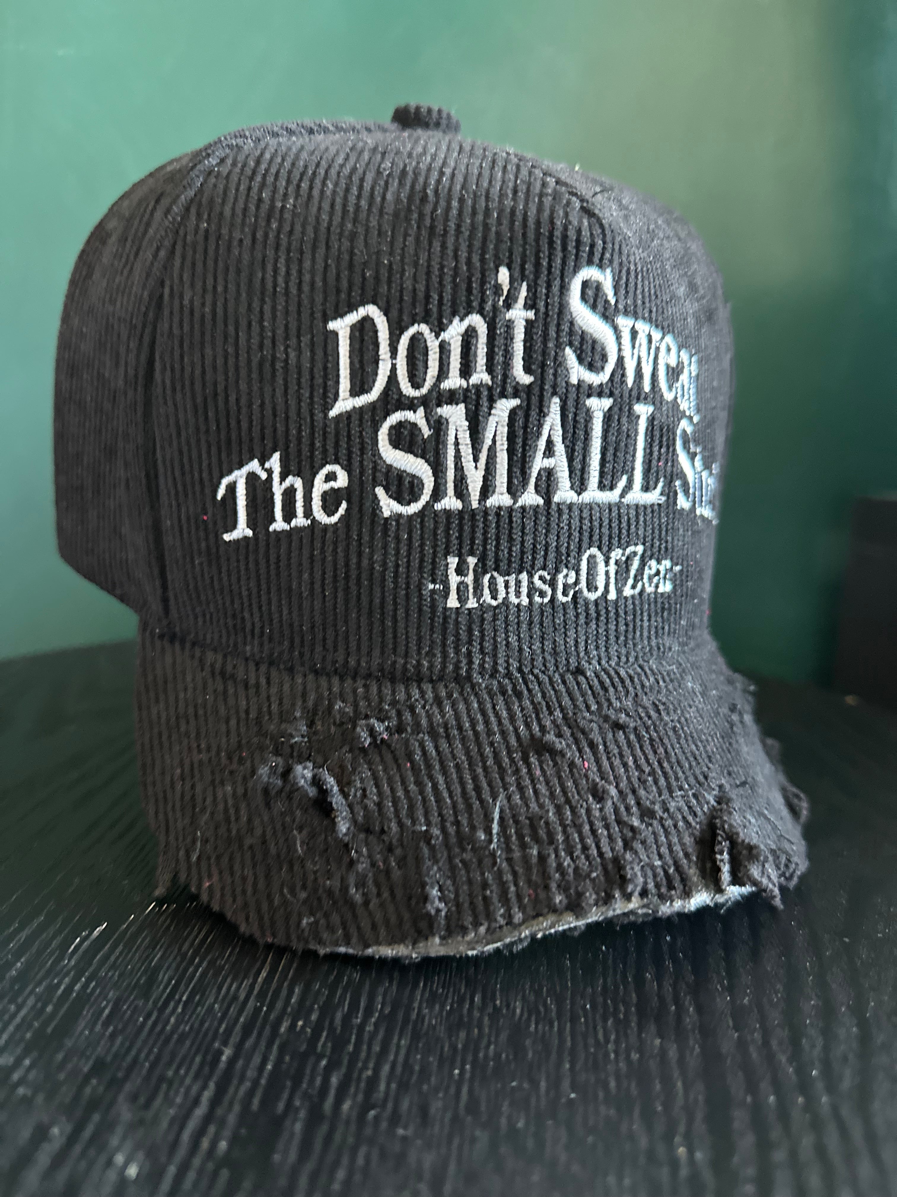 1of1 “Don’t Sweat The Small Stuff” Distressed Corduroy Cap – Trial&Error