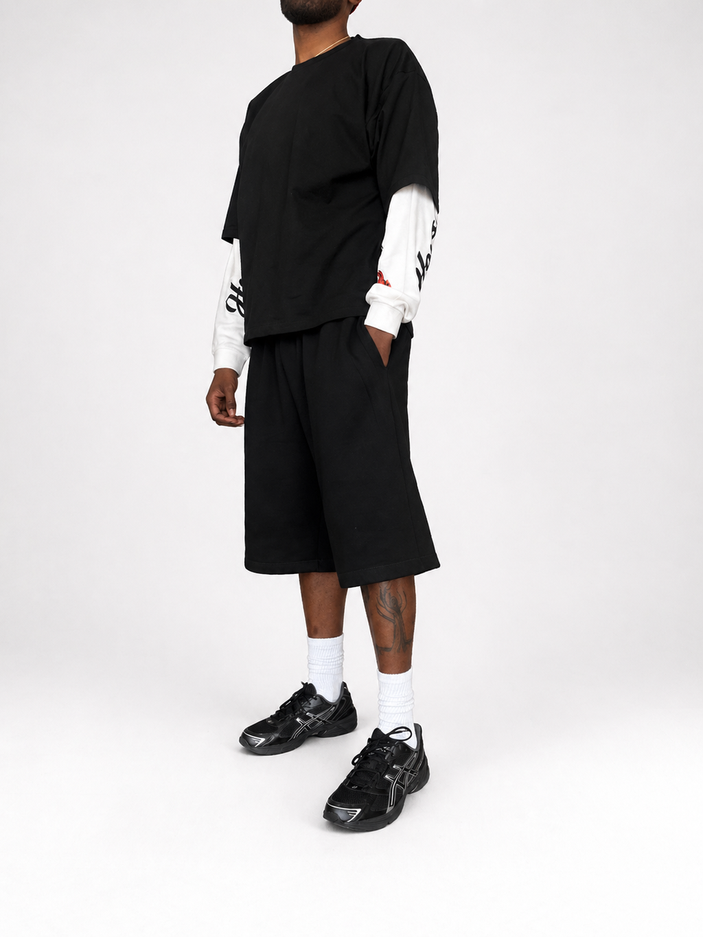 HouseOfZen Essential Black Jorts — Relaxed Longline Fit
