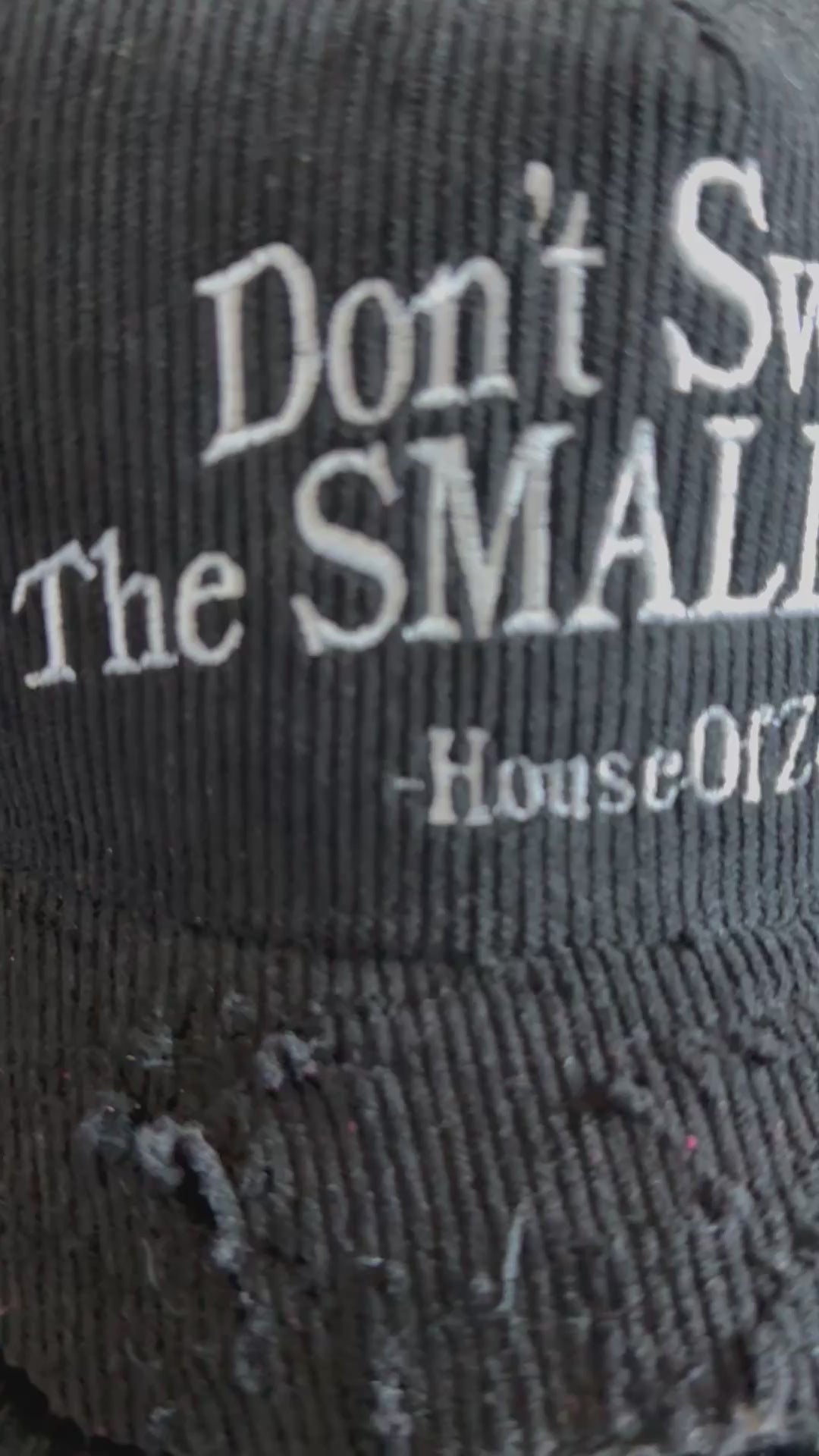1of1 “Don’t Sweat The Small Stuff” Distressed Corduroy Cap – Trial&Error